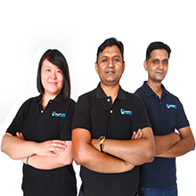 Cai Liqin, Krishan Kumar, Shashi Kumar , Mozocare  Founding Team 