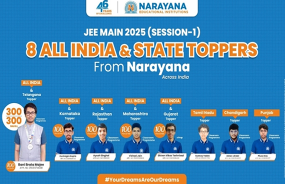 Narayana Dominates JEE Main 2025 Session 1 with Exceptional Results
