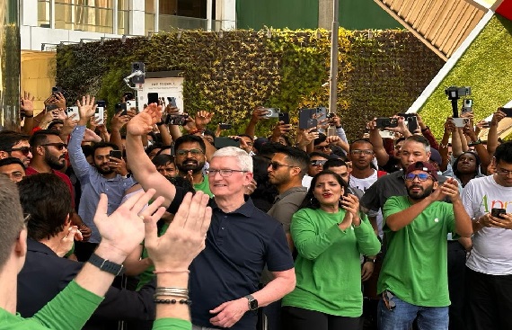 Tim Cook greets first customers as Apple debuts India retail store