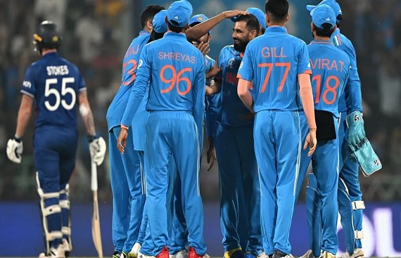 WC: India maintains unbeaten streak with a 100-run victory over England led by Shami and Bumrah