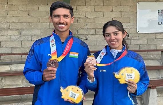 ISSF Junior Worlds: Harmehar, Sanjana win silver in skeet mixed team event