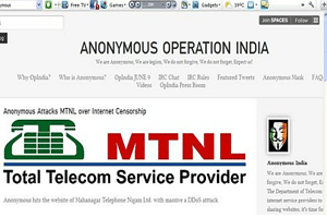 Anonymous Hacks MTNL Website