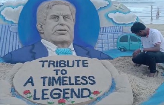 Sudarsan Pattnaik's Sand Art Honors Ratan Tata on Death Anniversary