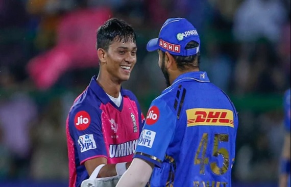 TATA IPL 2024: Rohit Sharma Celebrates Jaiswal's Comeback Century with Embrace