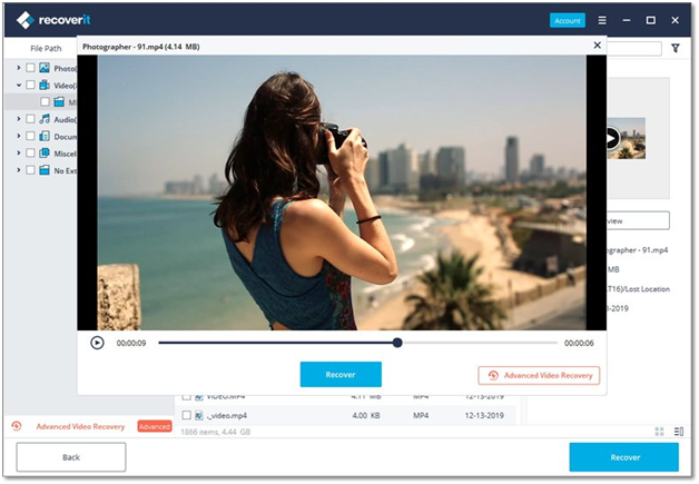 preview recovered videos