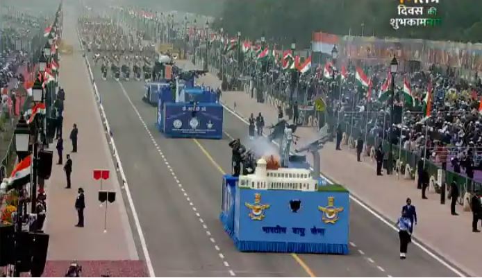 Indian Air Force tableau displays the theme 'Indian Air Force Transforming for the future