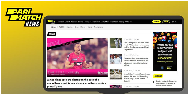 Parimatch news website review