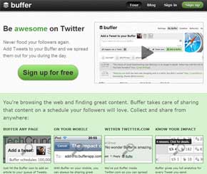 twitter tools for startups in 2012, Buffer