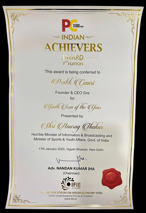 Blockchain Unicorn 5ire’s CEO Pratik Gauri conferred “Youth Icon of the Year” by Honorable Minister Anurag Thakur at the Indian Achiever Awards held at Vigyan Bhawan, New Delhi.