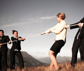 cannot compete with office firms, tug of war, competition